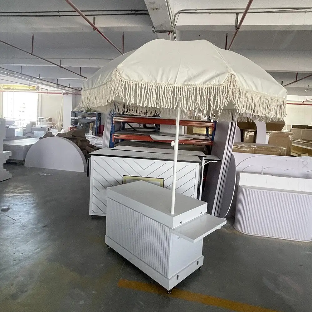 2025 New Design Customized Portable Candy Cart With Wheels Wedding Party Dessert Display Cart