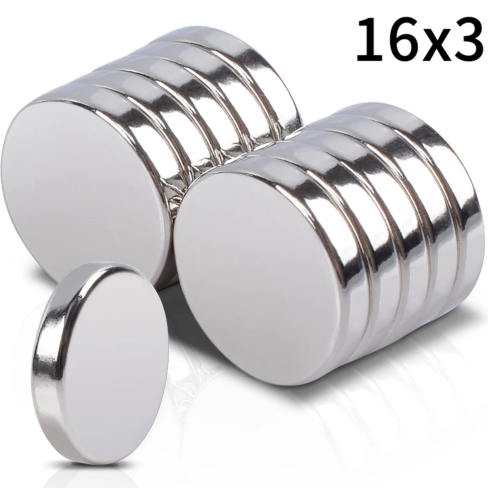 16x3 Round Magnet 16x3mm Permanent Super Strong Powerful Magnetic Disc 16*3 for Fridge, DIY, Building, Scientific, Craft