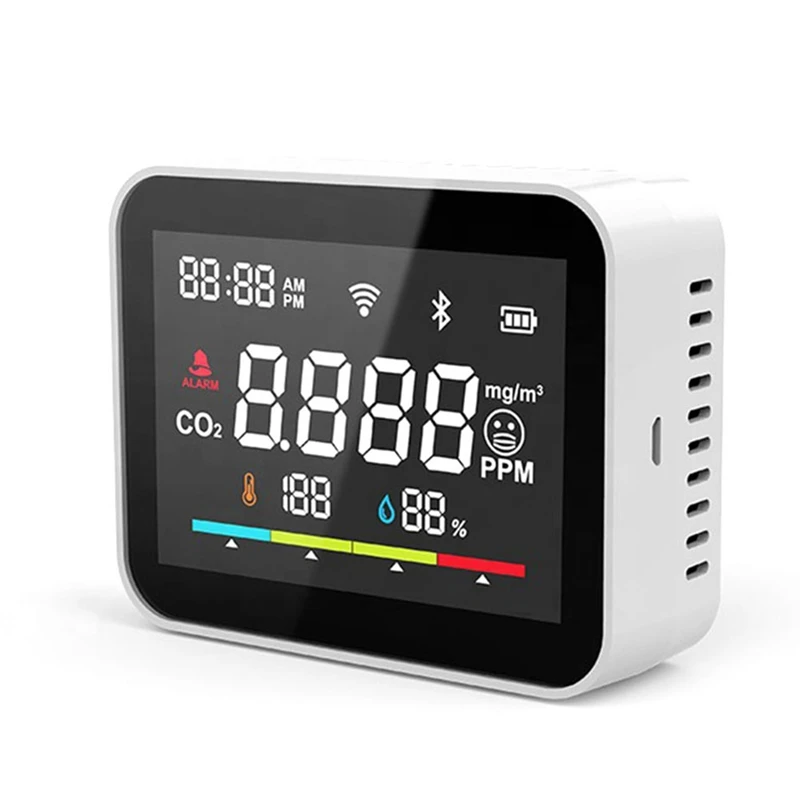 Tuya Wifi สมาร์ท CO2 เครื่องตรวจจับ CO2 Monitor Meter Co2 Sensor ในร่มเรือนกระจกการเกษตร Air Humiture Sensor Monitor