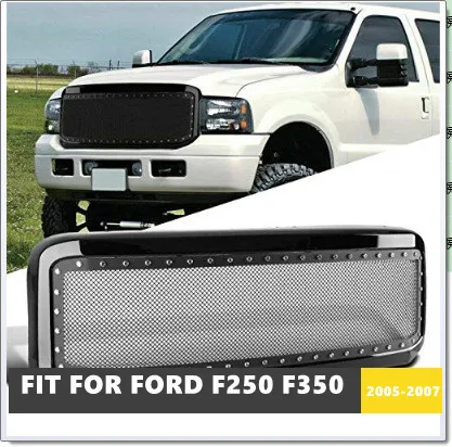 High Quality ABS Front Middle Grill Racing Grills Rivet Style Fit For Ford F250 F350 2005-2007