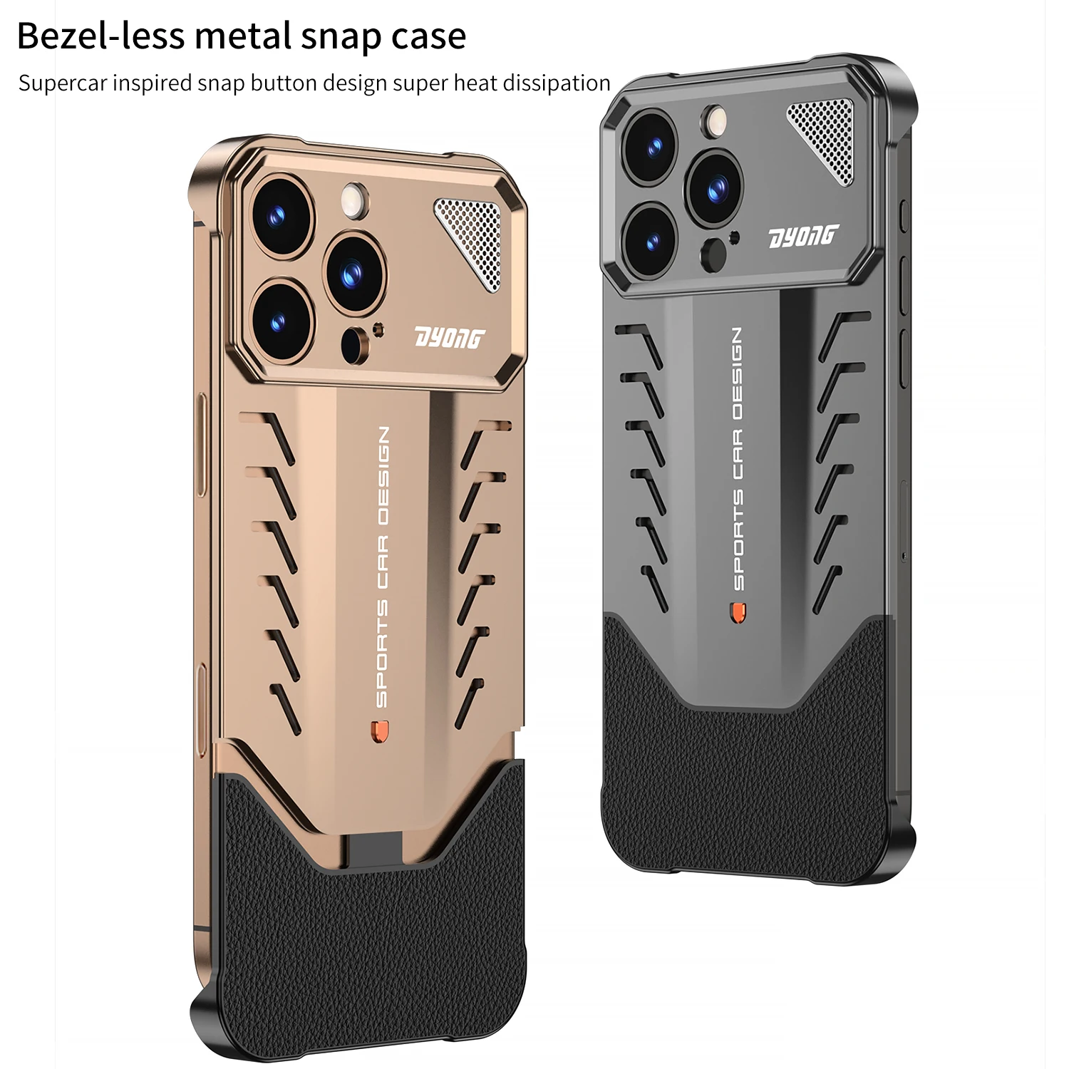 

Luxury Metal Material Spring Buckle Heat Dissipation Phone Case Suitable For IPhone13 14 15 16Pro Max Anti Drop Protective Cover