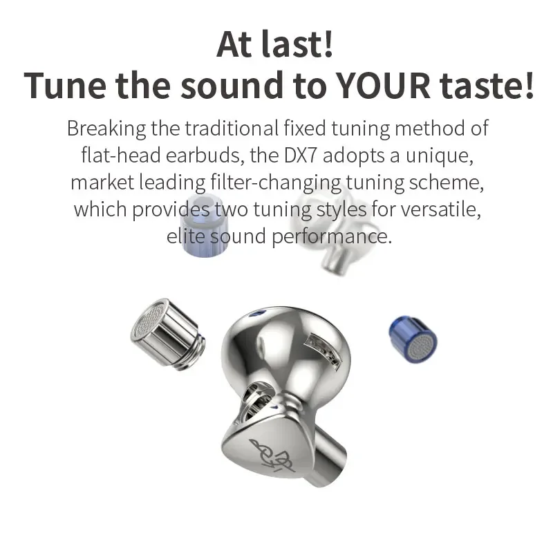 BGVP DX7 Speaker Mini Kepala Datar Dapat Merdu Unggulan Monitor Musik HIFI Studio Audiophile Musisi 2 In 1 Colokan 3.5Mm/4.4Mm Earphone MMCX