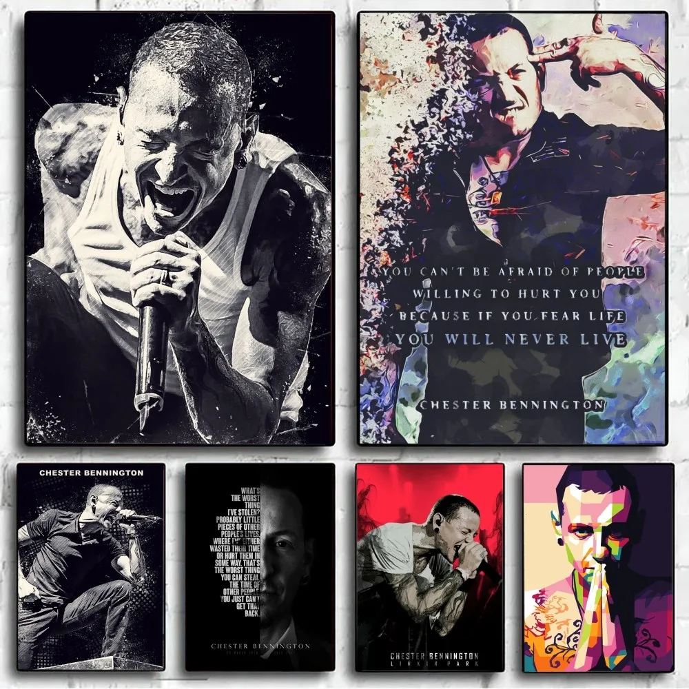 American Rock Legends-C-Chester-Bennington Poster Kraft Club Bar Paper Vintage Poster Wall Art Painting Bedroom Study Stickers