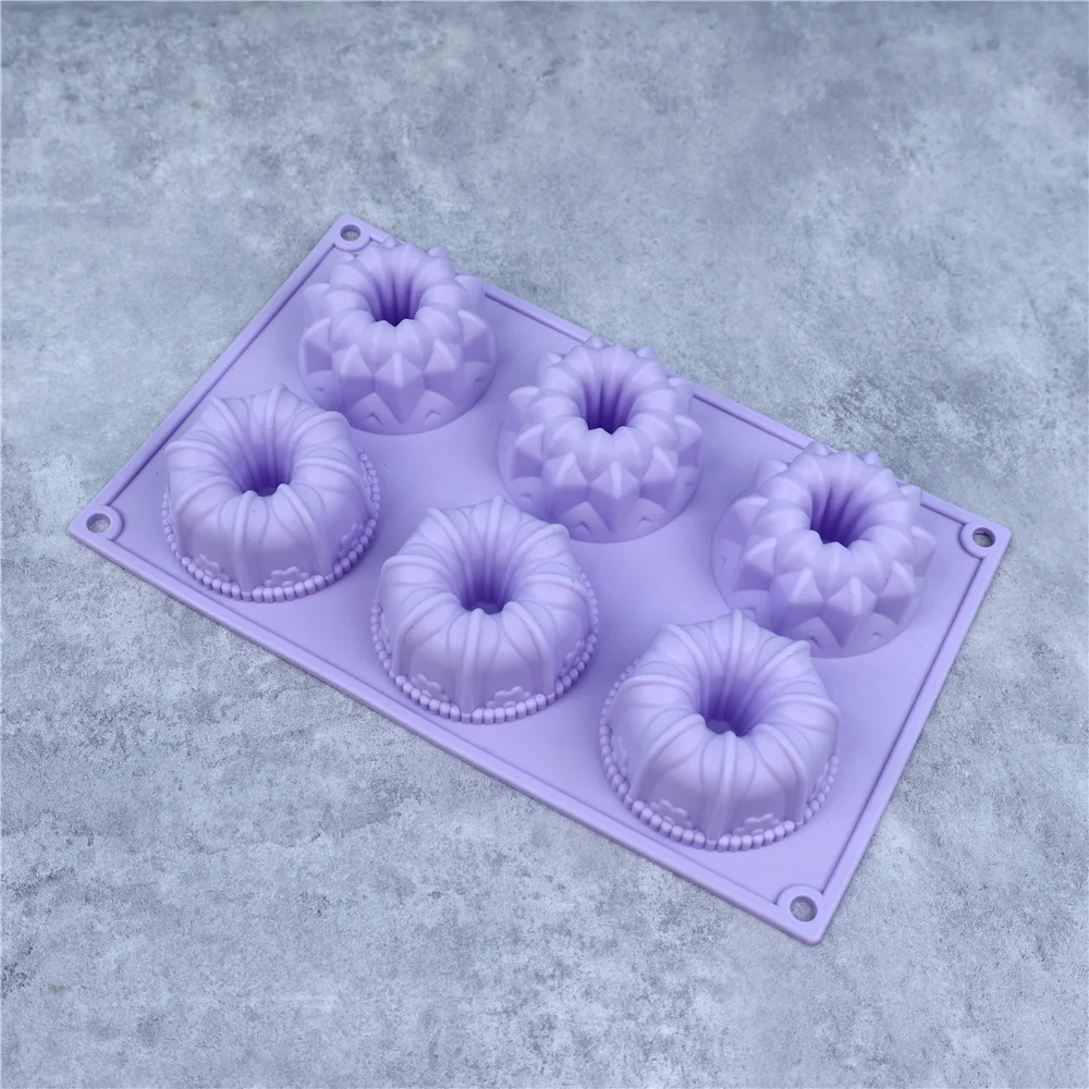 Large Size 6 Holes Castle Crown 2 Shape Cake Mold Silicone Ice Tray Ice Cream Baking Tool Chiffon Cake Mould Coffee Pastry Mould