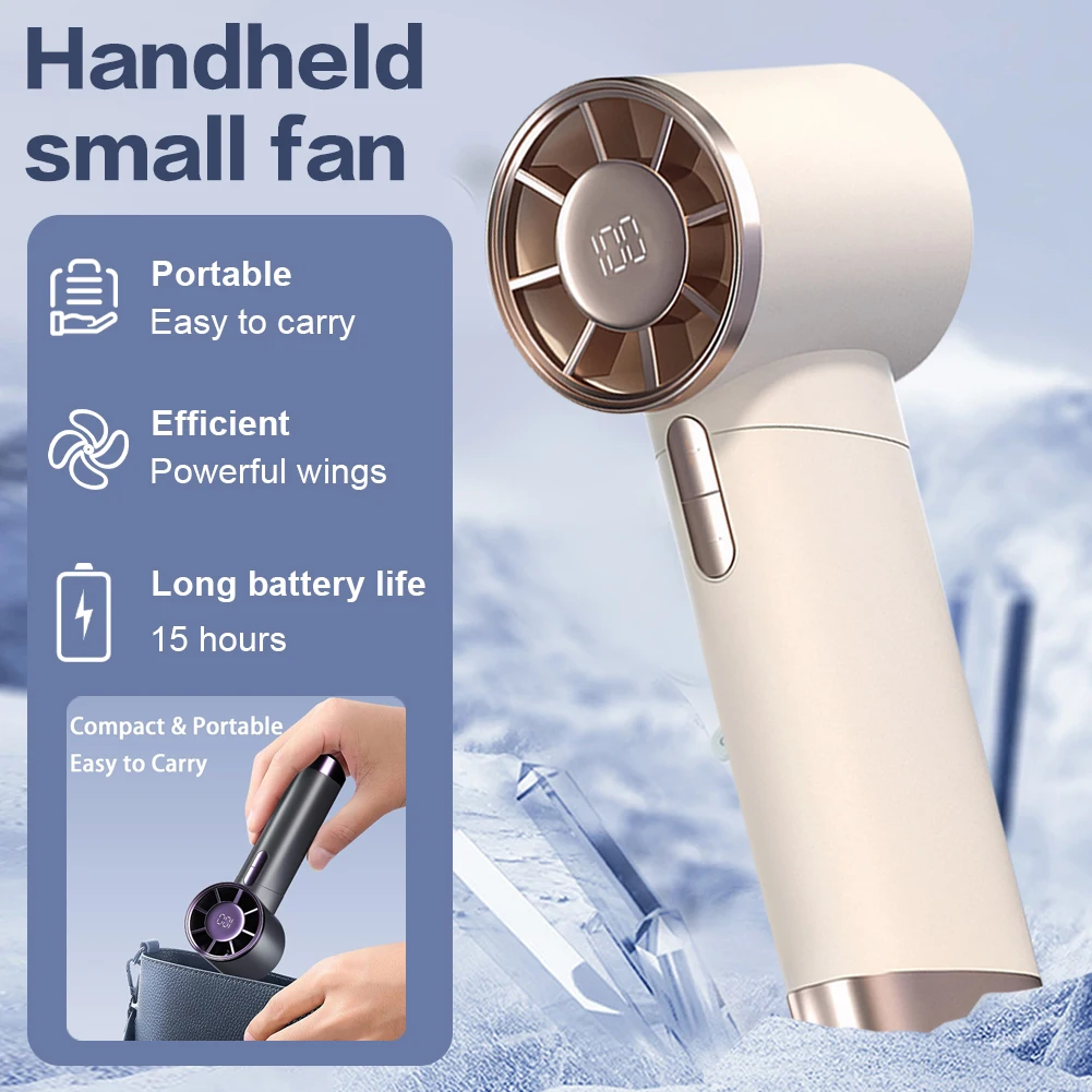Portable Handheld Turbo Fan Small Pocket Fan High Speed Desktop Cooling Fan USB Rechargeable for Outdoor Activities Working