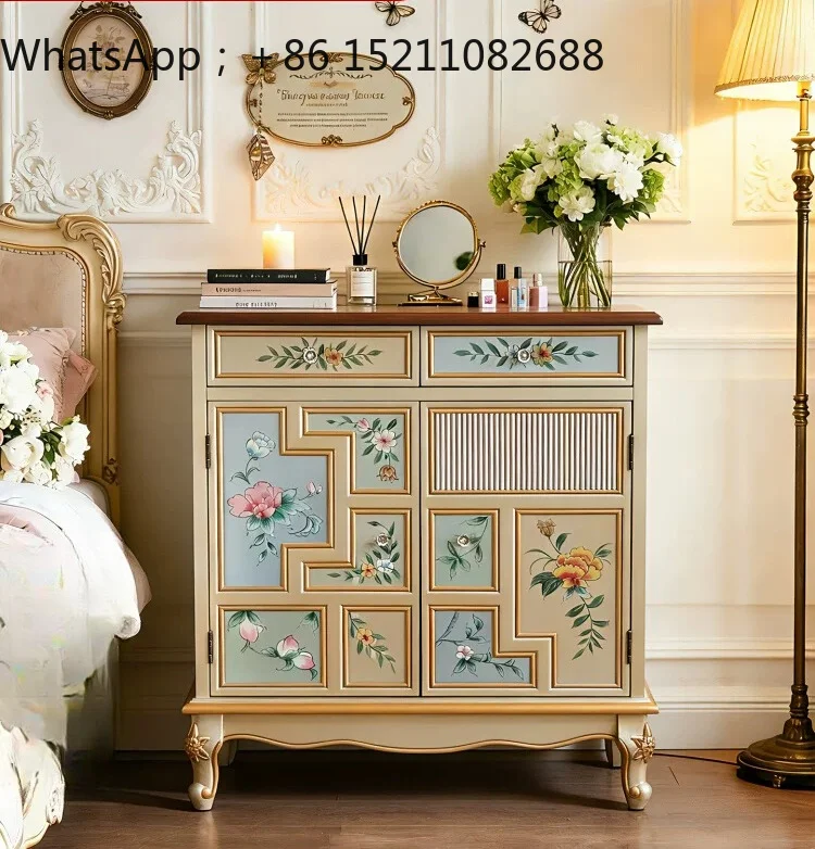 SCY retro bucket cabinet solid wood modern simple storage locker household porch cabinet