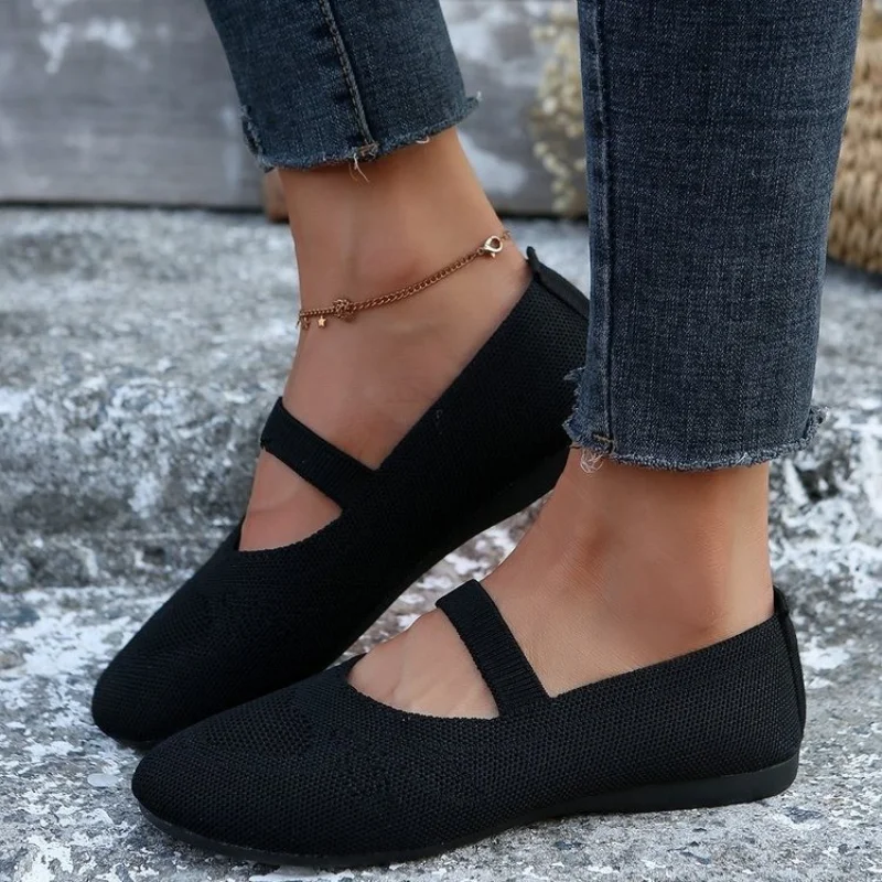 2024 estate nuovo Plus-size piatto basso tessuto tinta unita Casual lavoro Slip-on scarpe di fagioli scarpe da donna Zapatos De Mujer Lolita scarpe