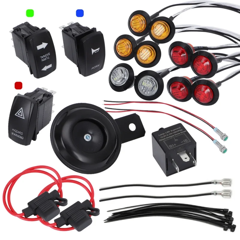 Universal Rocker Switch Turn Signal Kit With Street Legal Horn Hazard Relay For ATV UTV SXS For Polaris Can Am Honda Yamaha