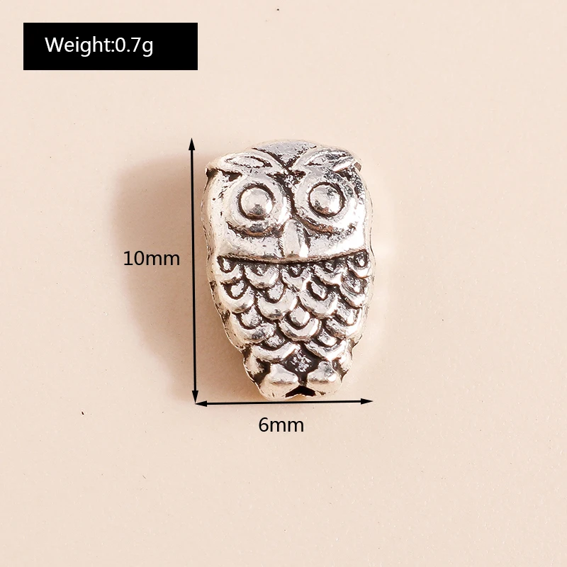 Leslie 50 Stück 10*6mm Mini-Eulen-Anhänger Perlen für Schmuckherstellung DIY Ohrringe Halsketten Armband Großhandel – Detail 2