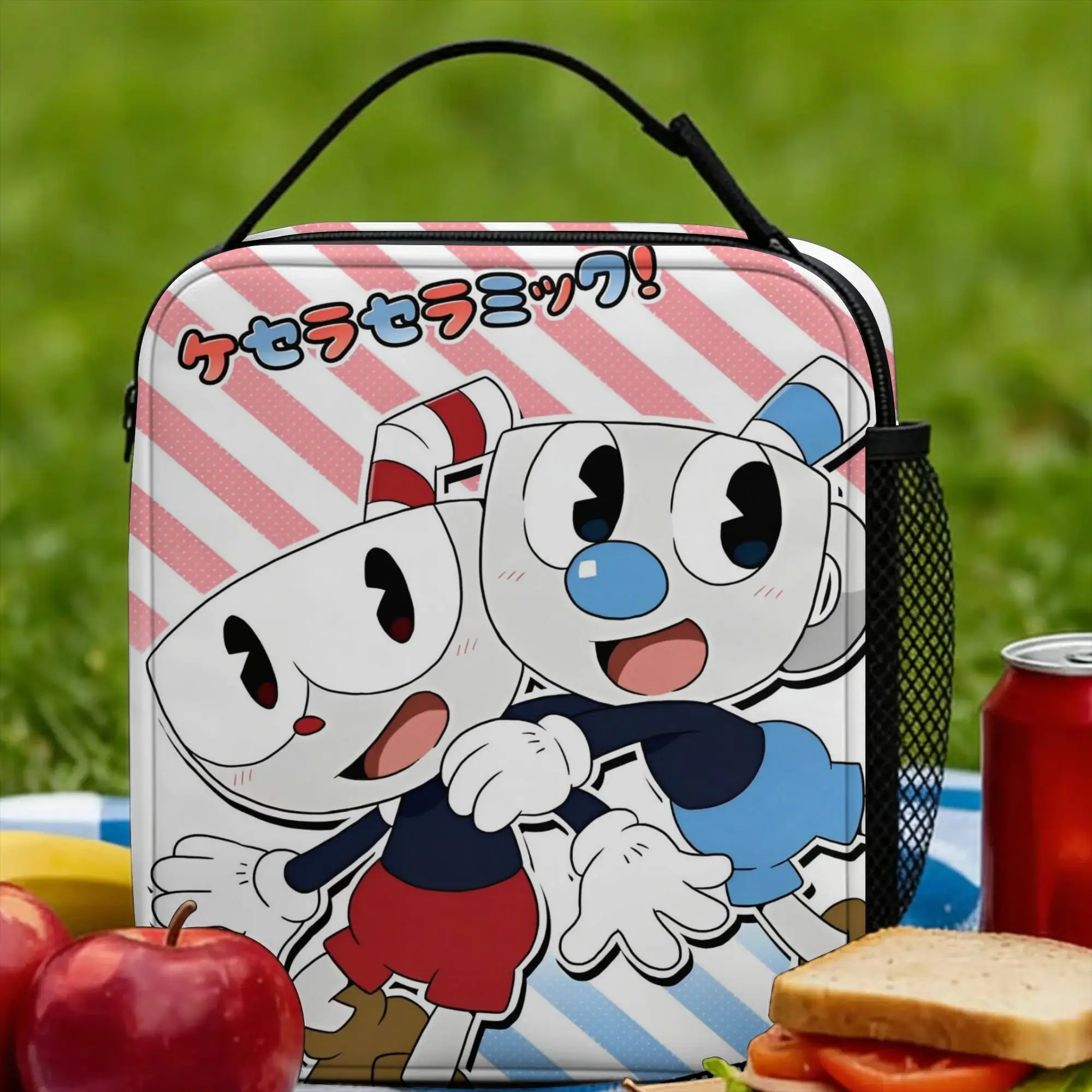Cupheads Mugman Video Game Insulated Lunch Bag Cooler Bag Reusable,Meal Container  Large Tote Lunch Box for Men Women