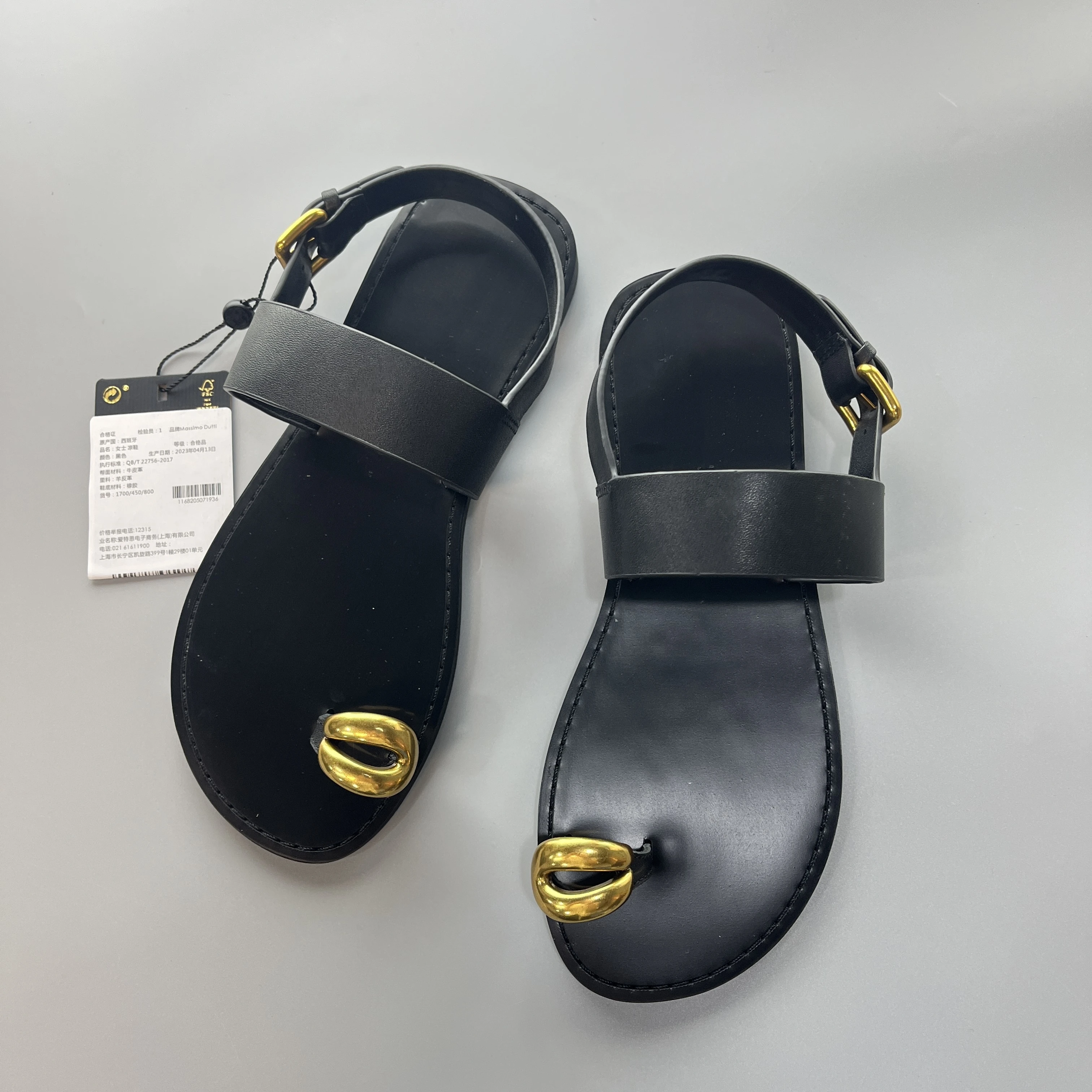 Cowhide Sandals With Gold Metal Accents For Women Sleek Minimalist Design Premium Versatile Beach Shoe For Lady Summer And Ocean