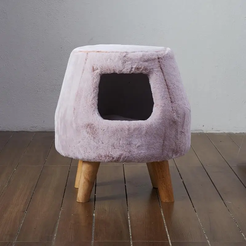 เก้าอี้ไม้เนื้อแข็งสำหรับแมว ใช้เป็นที่นอนและเฟอร์นิเจอร์ที่ใช้ร่วมกันได้ทั้งคนและแมว บ้านแมวสำหรับฤดูร้อน เก้าอี้เปลี่ยนรองเท้า โต๊ะข้างเตียง