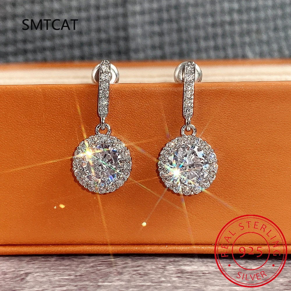 Moissanite Drop Earrings 925 Silver Women Luxury Real GRA I Ct Bridal Wedding Engagement Earing Fine Jewelry Free Shipping