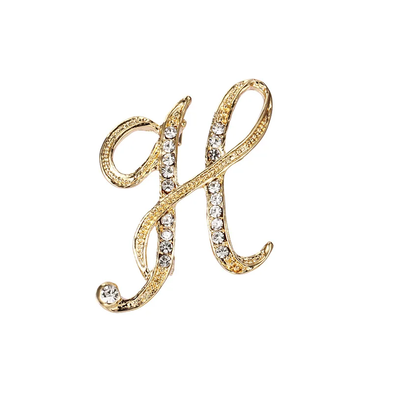 English Letter Word Pins Metal Crystal Brooch 26 Initial Letters A To Z Rhinestone Brooch Pins For Men And Women Jewelry Gifts