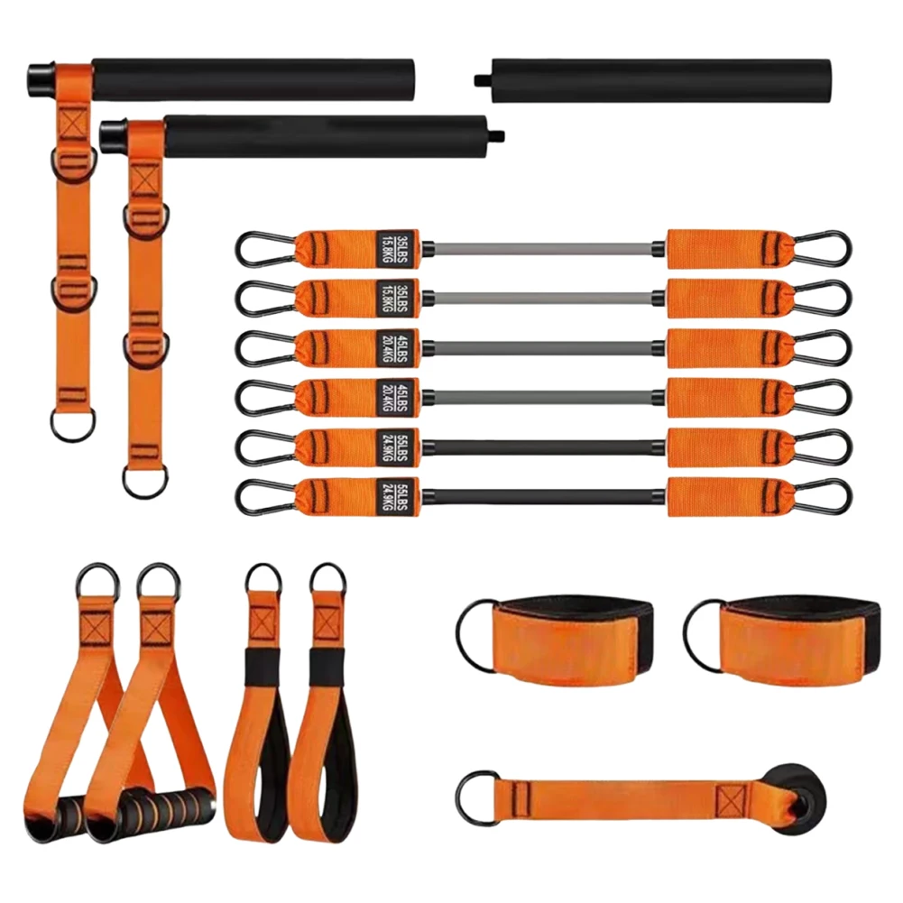 طقم بار بيلاتيس مع أشرطة مقاومة، مجموعة أربطة تمارين بيلاتيس متعددة الوظائف للمنزل وصالة الألعاب الرياضية واللياقة البدنية واليوجا وتدريبات القوة #3