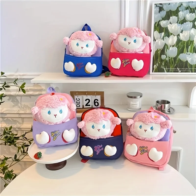 

New children's backpack, cute lamb plush toy backpack, elementary school mini backpack, kindergarten backpack