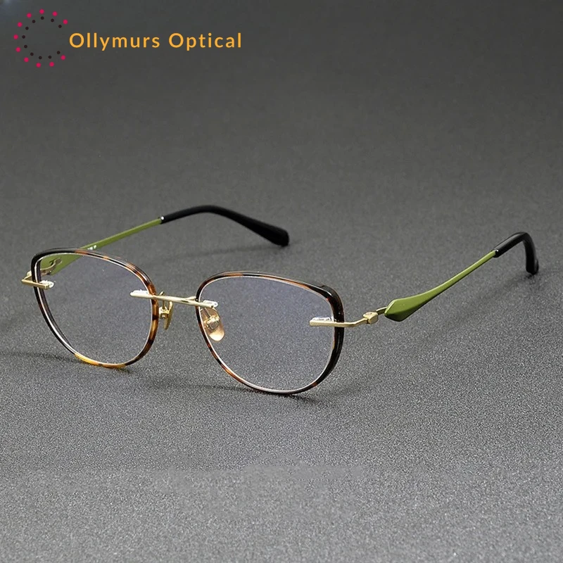 

OLLYMURS Women Colorful Titanium Glasses Frame Cat Eye Rimless Prescription Eyeglass Girl Light Flexible Optical Myopia Eyeglass