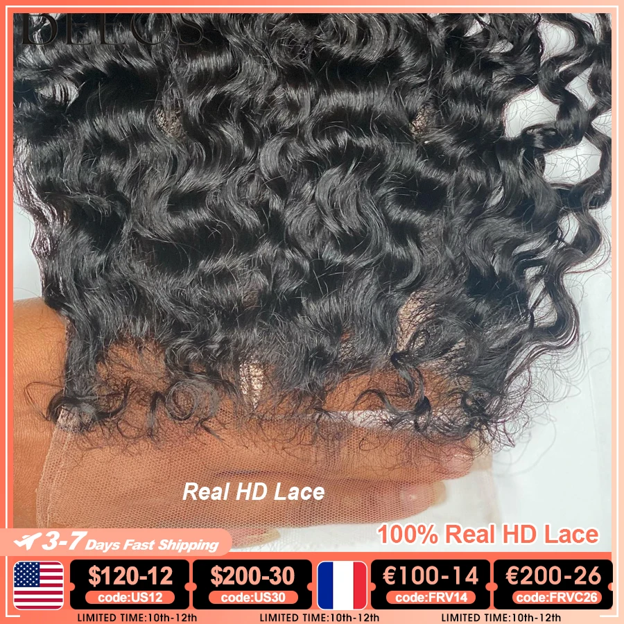 

BEEOS Deep Curly 6x6 5x5 HD Lace Closure Only Skinlike 13x6 HD Lace Frontal Pre plucked Brazilian Human Hair HD Transparent Lace