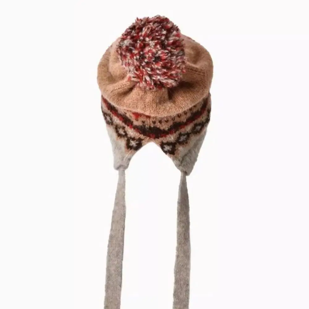 

New Pompom Warm Hat Knitted Windproof Beanie Cap Thickned Cold Proof Ear Protection Hat Women