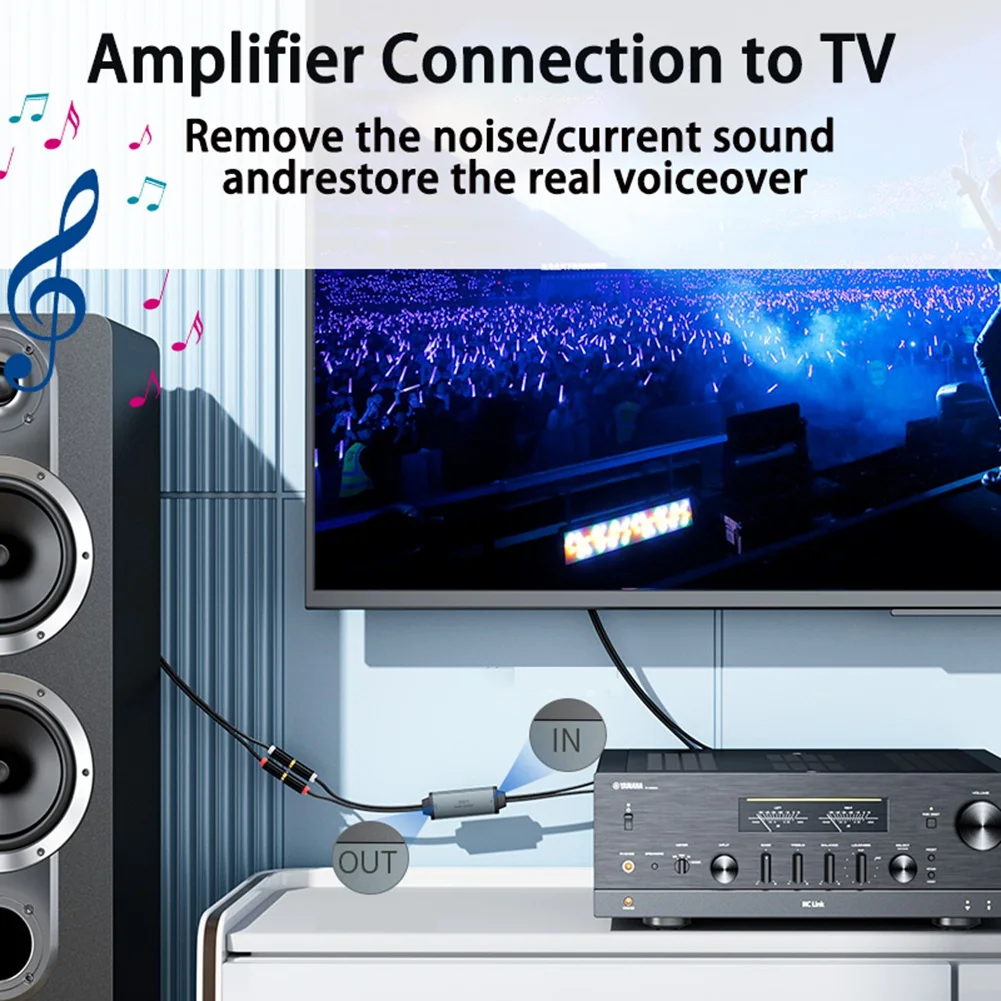 AV100C for RCA Audio Isolator Common Ground Noise Filter 3.5mm Anti-Interference Noise Canceller Car Audio Home Stereo Vogue