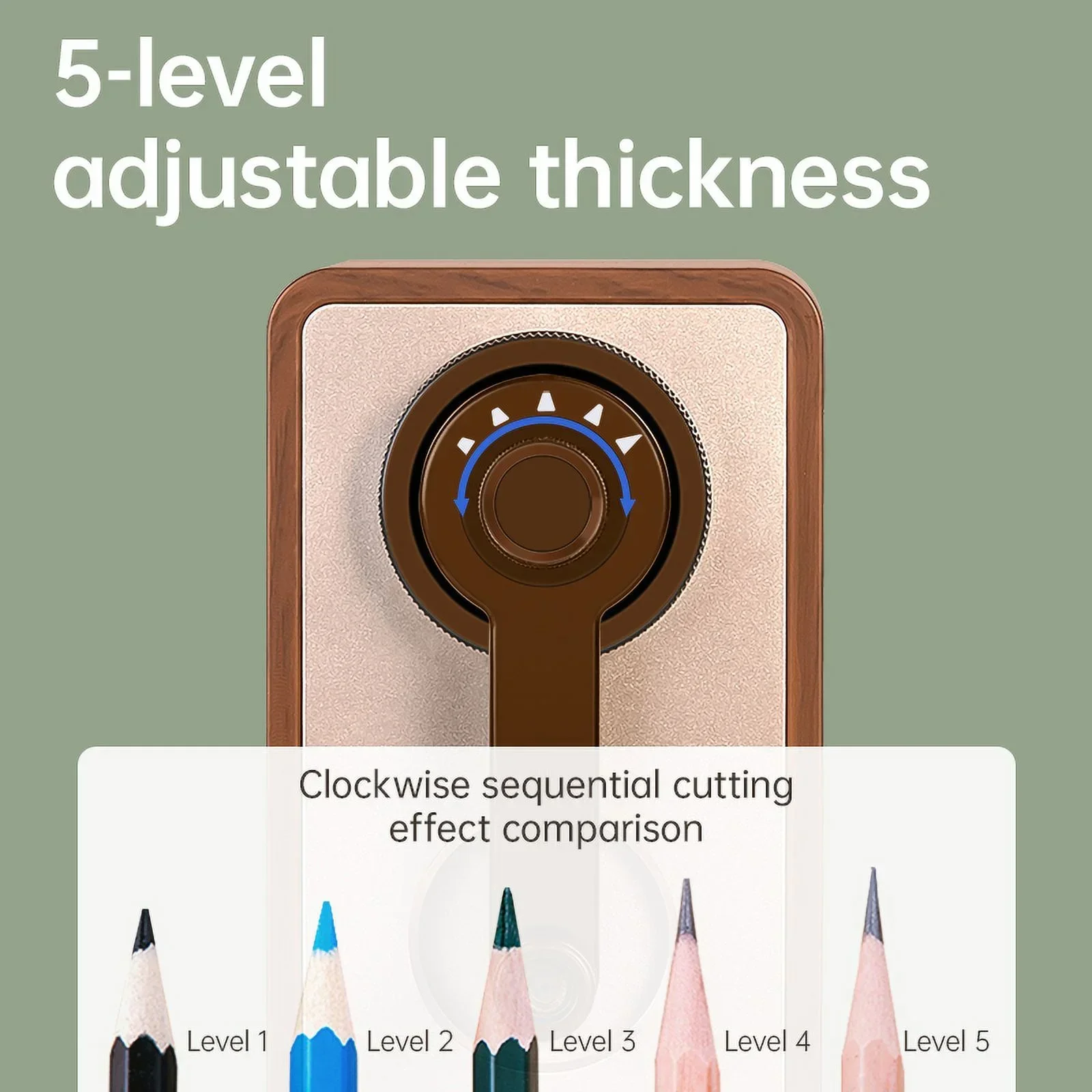 Deli Adjustable Pencil Sharpener with Long Lasting Blade Hand Crank Table Sharpeners Machine for Graphite Pencil Stationery