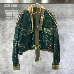 Fall High Quality Workwear Jacket Women Short Fashion New Sequin Studded Jacket Ins Foreign Style Jacket Shiny Stage Costumes