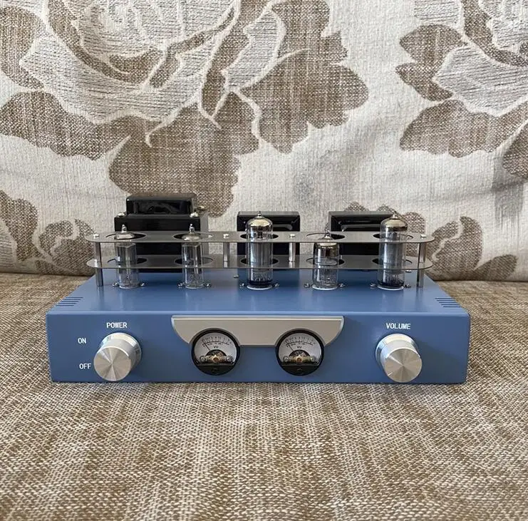 

Blue Luxury Bluetooth 6N2 6P1 Tube amplifier DIY kit finished tube rectifier double VU meter amplifier audio amp DIY