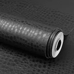 Black Crocodile Self Adhesive Modern Black Textured Wallpaper Faux Crocodile Contact Paper for Bedroom Accent Walls Cabinets