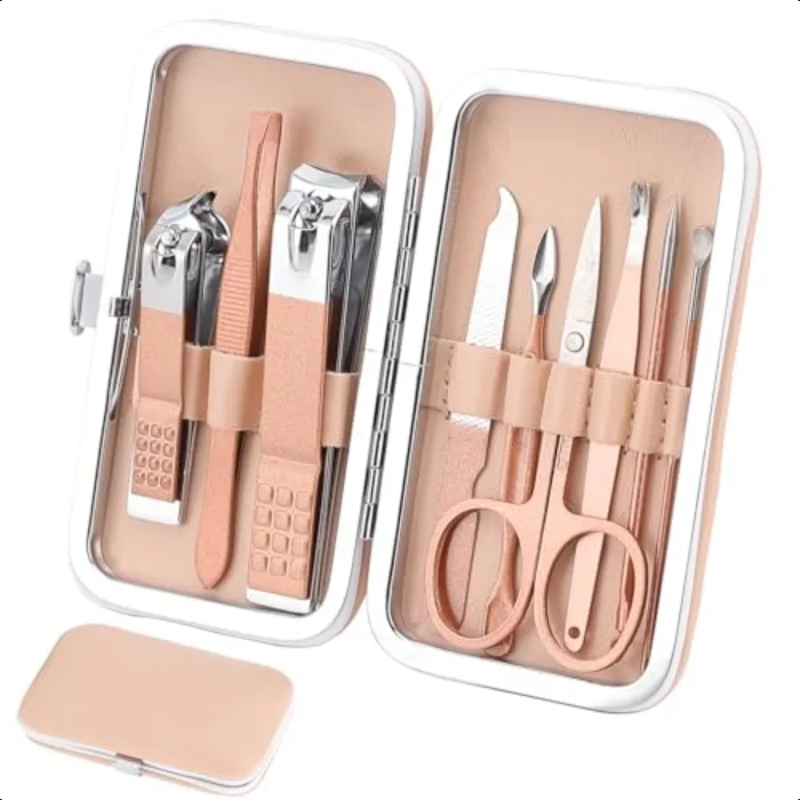 

Manicure Set Personal Care Nail Clipper Kit9 Pieces Profional Pedicure Set Grooming Kit Gift for Relatives Friends Families Par