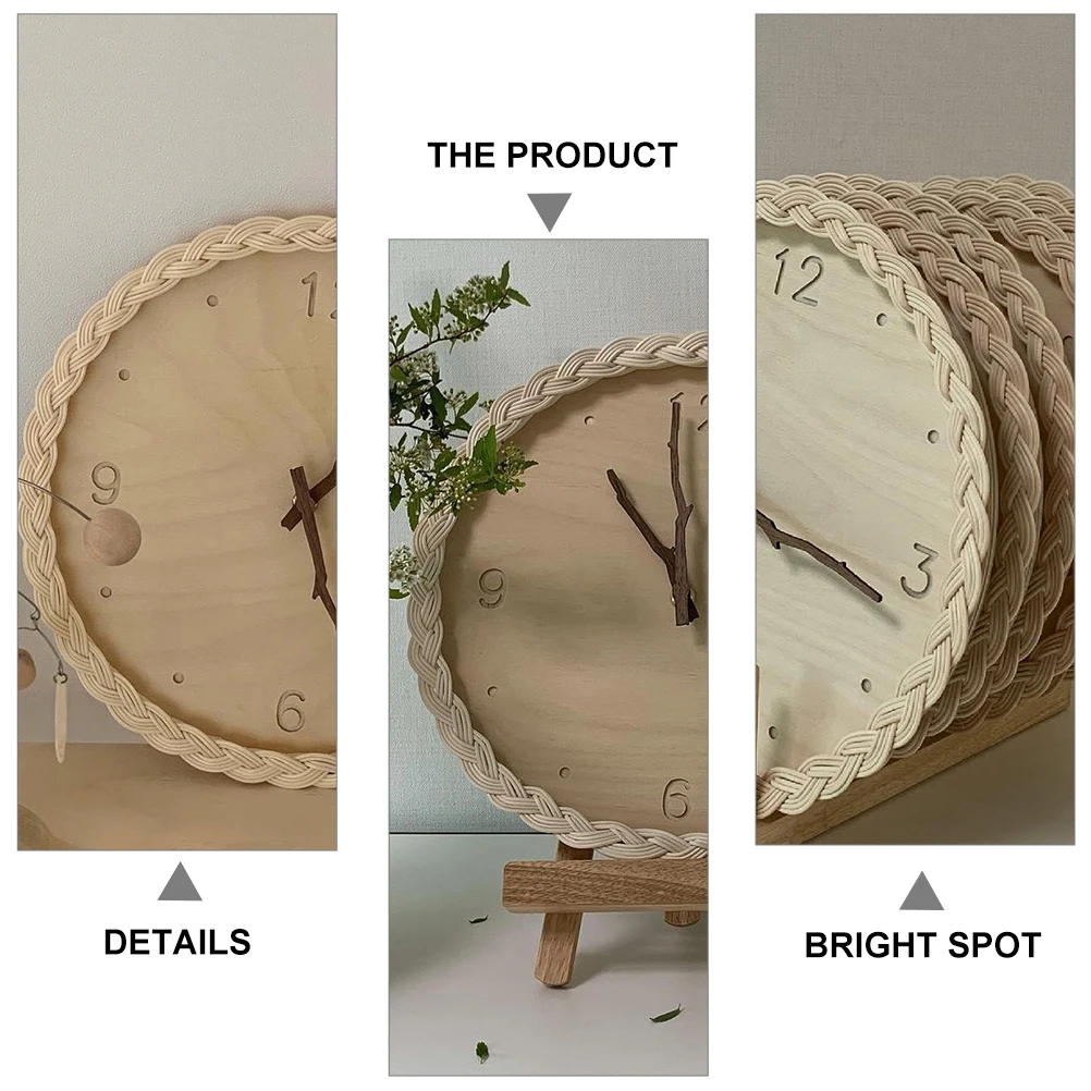 

Rattan Wall Hanging Decoration Household Hanging Clock Clock Home Accessories Weaving Design Household