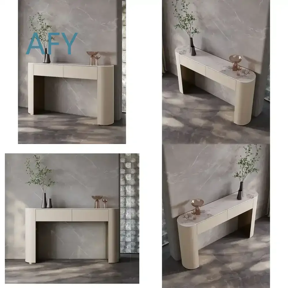 Home Creative Entrance Table Light for Modern Simple Door Small Unit Against Wall Slate Saddle Leather Decorative Table Lamp