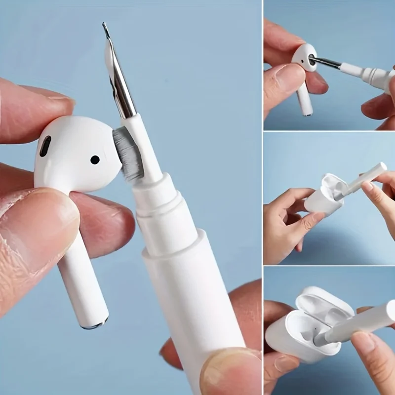 White earphone cleaning brush. Removes dust from earphones, suitable for Bluetooth earphones and earphone cases