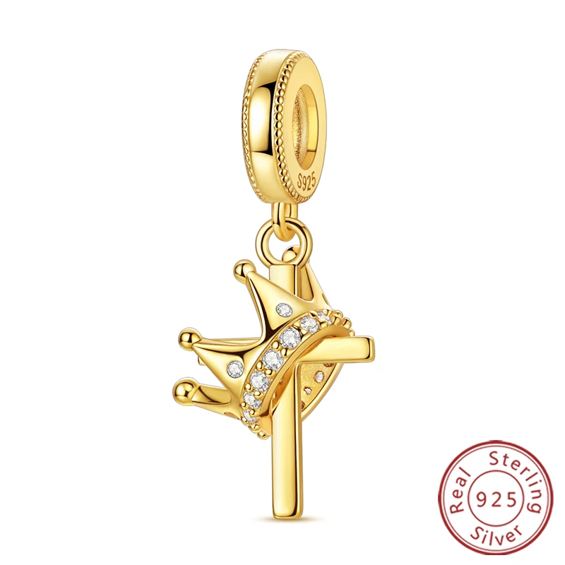 Goud Originele Charm Bead 925 Sterling Zilver Luipaard Kruis Hond Bot Aarde Vliegtuig Charm Fit Armbanden Hanger Vrouwen DIY Sieraden