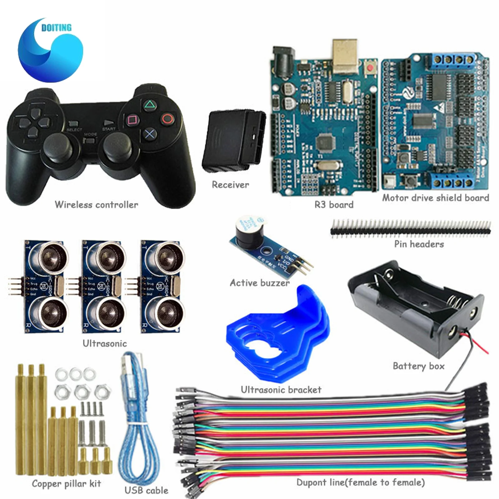 

Wireless Handle Control Kit for Smart Robot Tank Car Chassis with UNO R3 Obstacle Avoidance diy rc toy kit