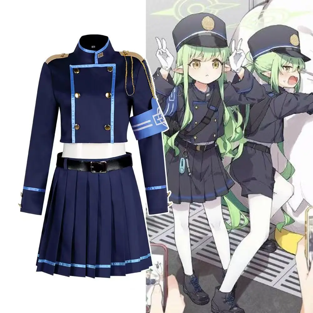 

Cosplay anime for Railway Academy Twins from Blue Archive Costume Hat Armband and wig