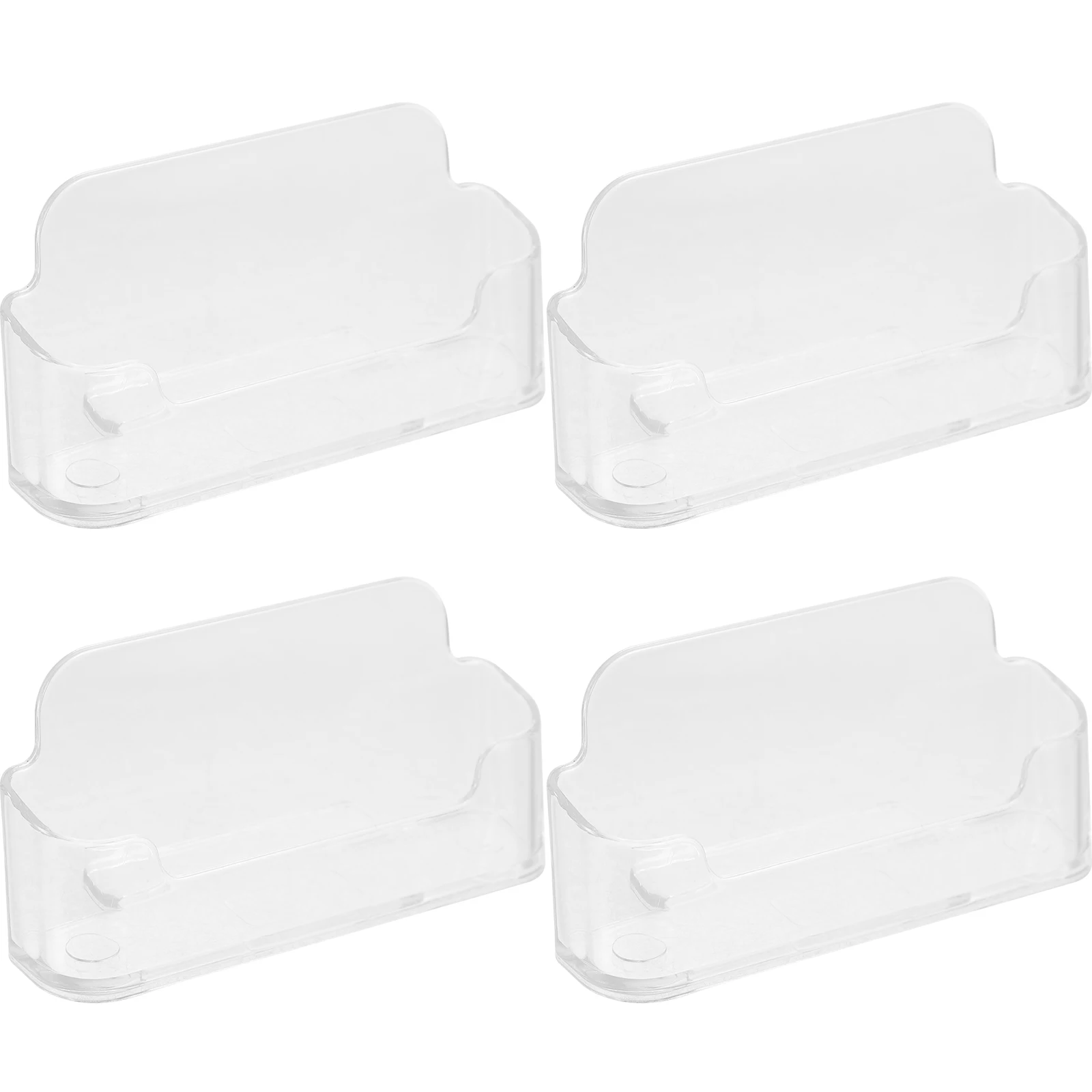 

4 Pcs Business Card Holder Transparent Single Layer Desk Organizer PC Material Display Rack Office Home Photocard Stand Name