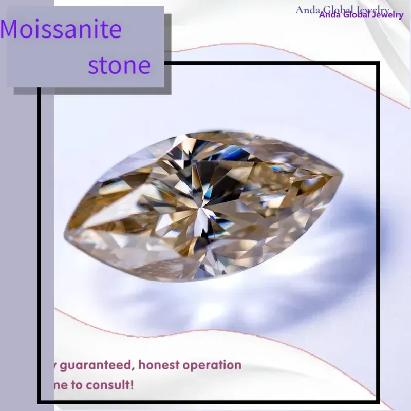 

M-Top Moissanite Stone Marquise Cut Naturally Tea Yellow Color VVS1 with GRA Certificate Gemstone Charms for jewel making