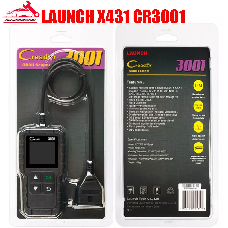 

LAUNCH X431 CR3001 OBD2 OBD2 Car Support Full EOBD Function Code Creader Automotive Scanner PK CR319 OM123 Diagnostic Tool