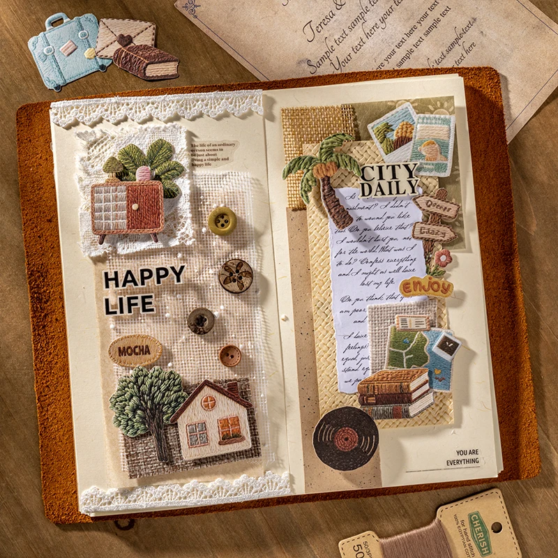 Journal GO 30pcs Creative Embossed Sweet Little Things Stickers for Card Photo Frame Decor Scrapbook Collage Handmade Materials