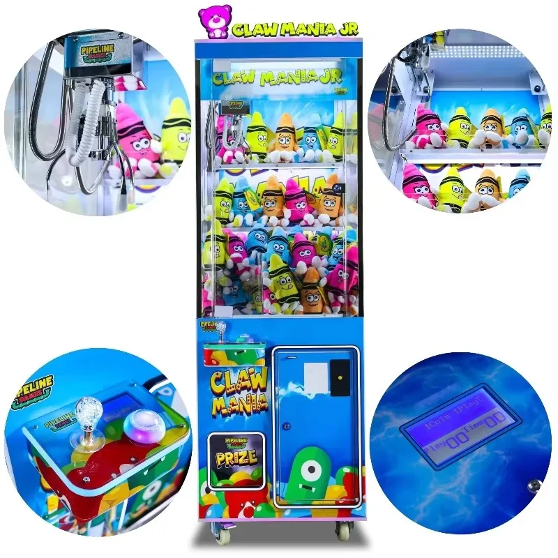 【2026】آلة ألعاب مخلب ألعاب من القطيفة تعمل بقطع النقود المعدنية مع خزانة شفافة