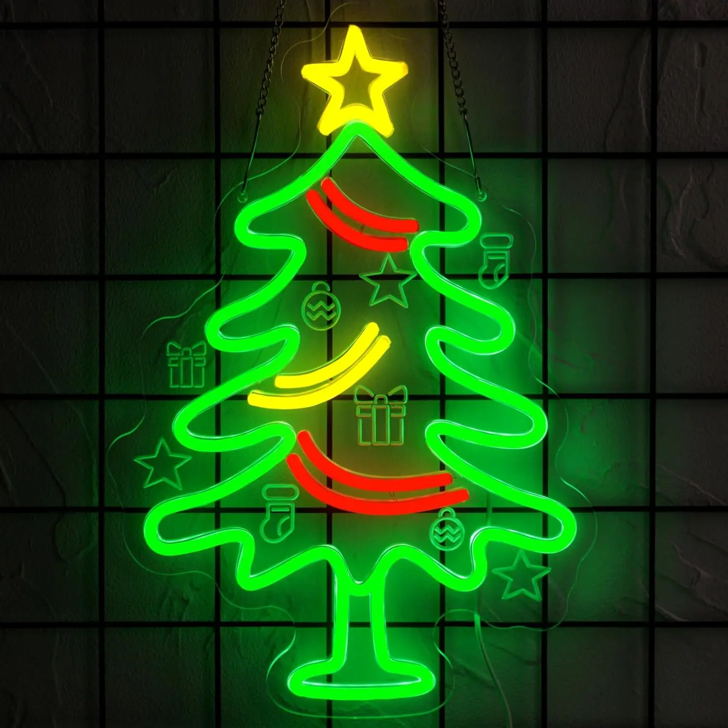 Weihnachtsbaum-Neonschild, USB, dimmbar, LED-Neonlicht für Schlafzimmer, Wohnzimmer, Fenster, Zuhause, Party, Weihnachtsdekoration, Geschenk