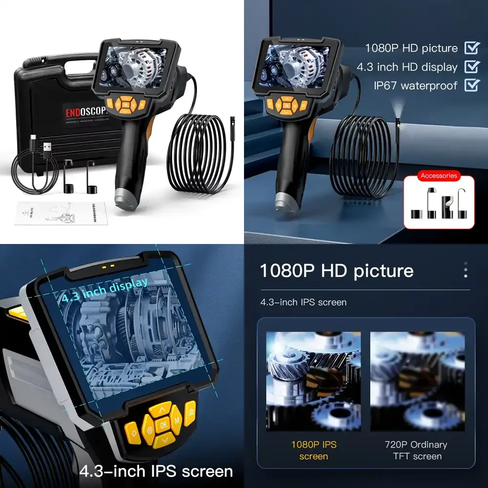 

4.3 Inch Car Repair Testing Machine Sewer Pipe Diagnostic Tool Rigid Portable Video Industrial Borescope Inspection Camera