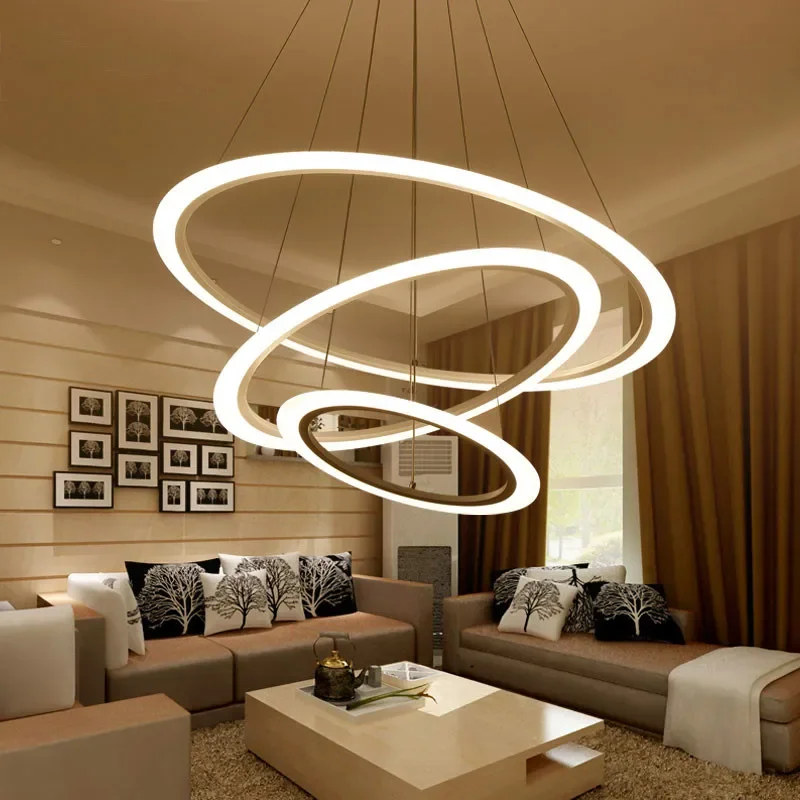 Gold LED Pendant Lights Modern for Dining Room Living  4/3/2Circle Ring Ountside Acrylic  Lighting Homebless Luminary