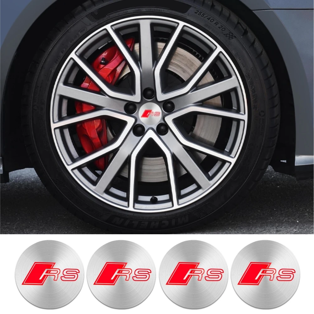 

4pcs 56mm 60mm RS S Line Emblem Logo Car Sticker Car Wheel Center Hub Cap Rim Cover Badge Accessories for Audi A3 A4 A6 B8 8P Q5