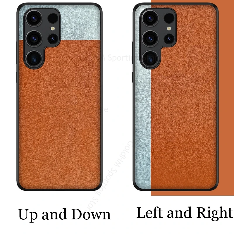 

For Samsung S24 Ultra 5G Splice Leather Phone Case For Galaxy S24 Plus Soft Bumper Shockproof Spliced Cover For Galaxy S23FE S24