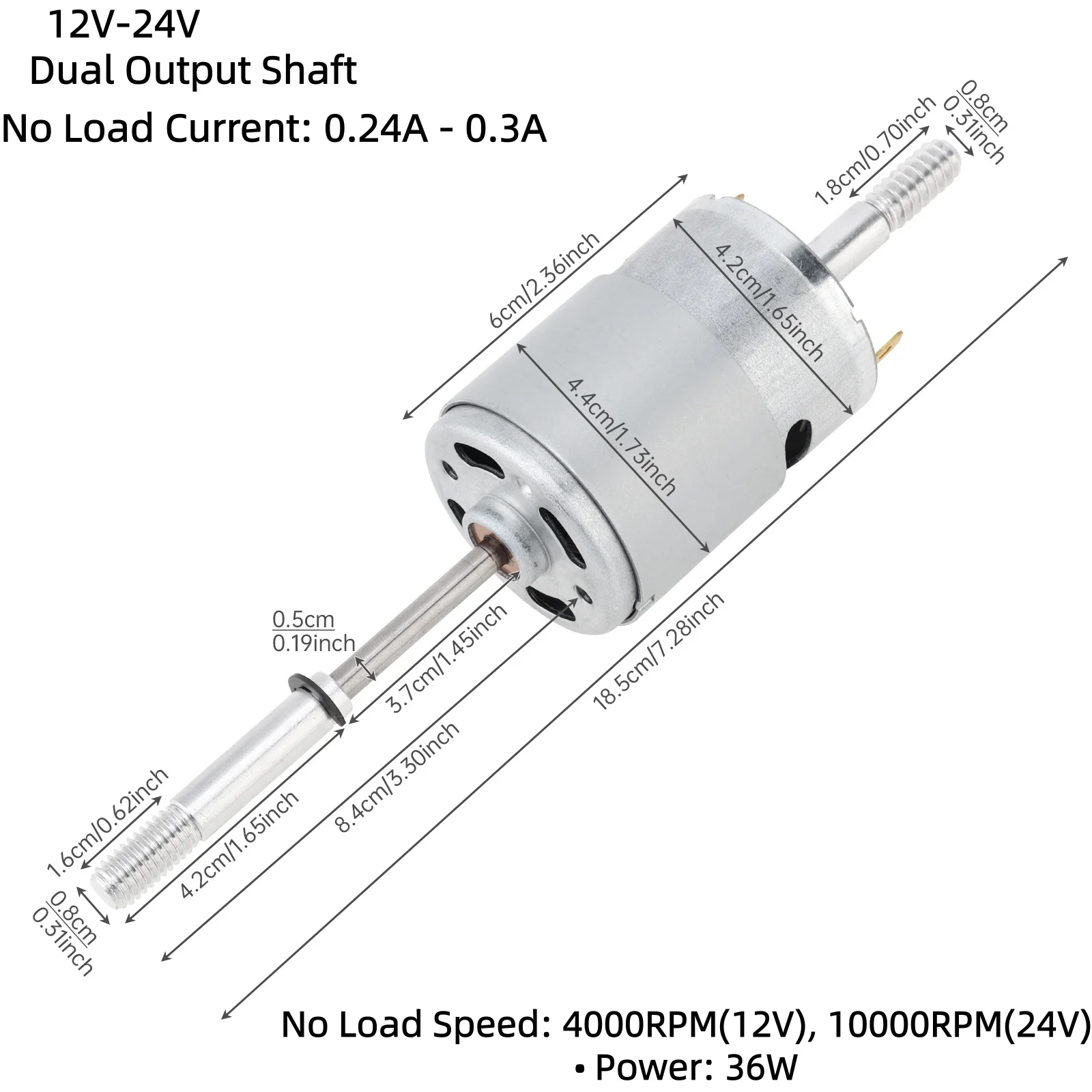 RS755 DC Fan Motor 12V-24V 3000RPM-10000RPM Dual Output Shaft DC Motor Replacement 220V AC for Electric Fan, RS755 DC Fan Motor