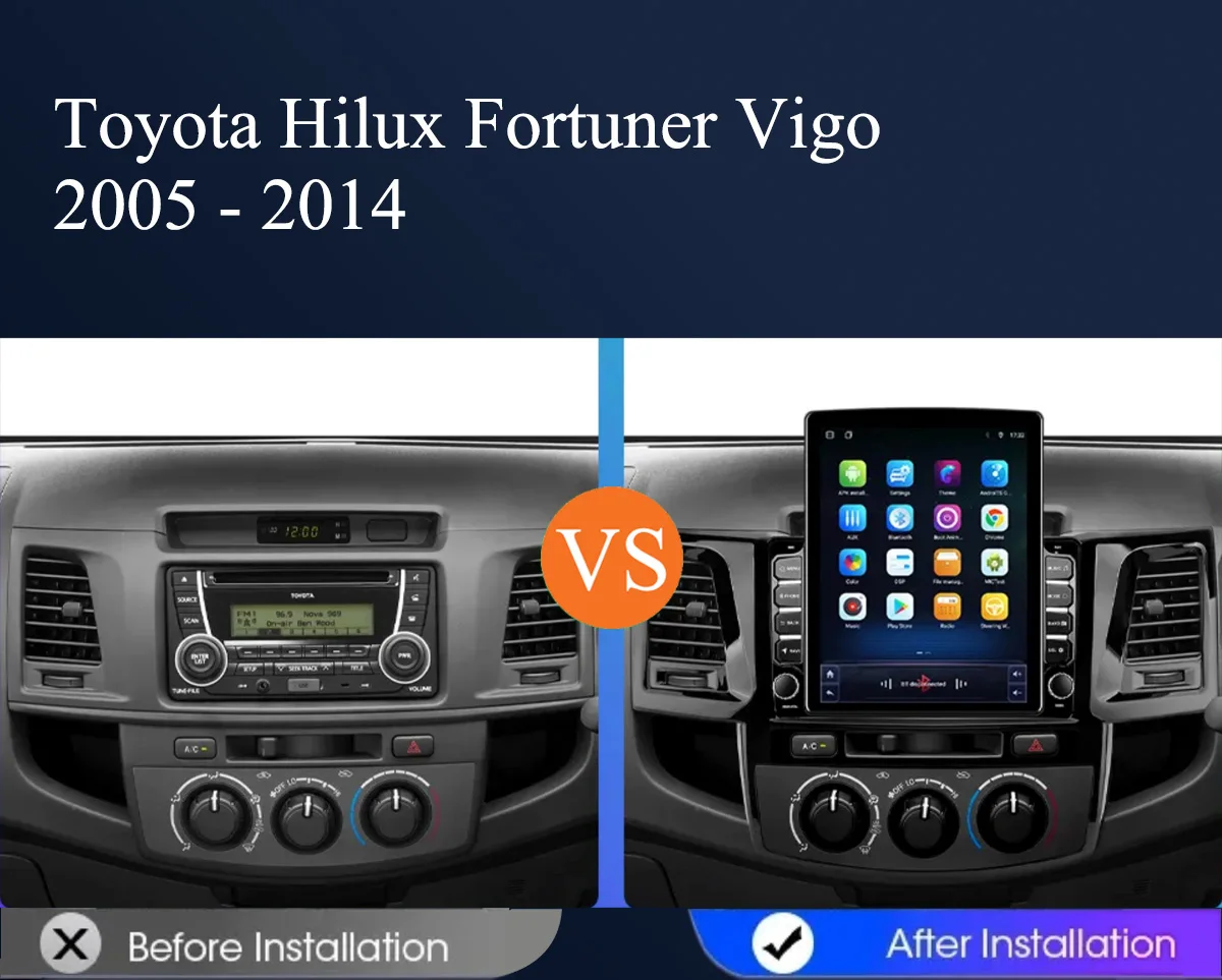 8G+128G Android 14 For Toyota Fortuner Hilux 2005-2014 Car Radio Audio Multimedia Stereo PC Tablet GPS Monitor DVD Carplay Auto