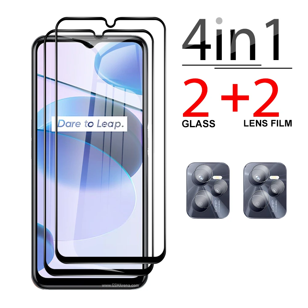 Стекло для камеры 4 в 1 для Realme C35 C31 C25 C25s C21y C11 X7 Q5 9 Pro plus GT, черное закаленное стекло Neo Narzo 50i 50A 50