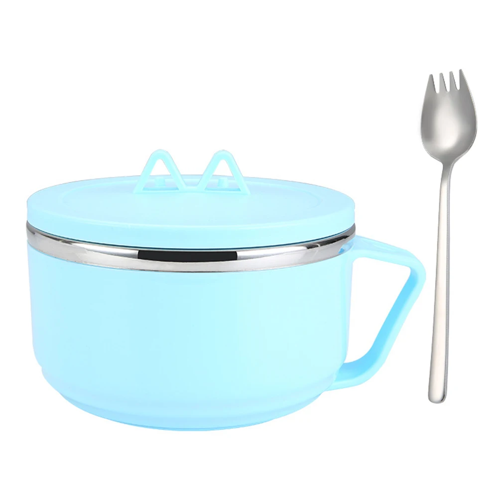 

Stainless Steel Noodle Bowl with Lid Portable Food Container for Instant Noodles Pasta Salad Kitchen Tableware Nordic Style Eco