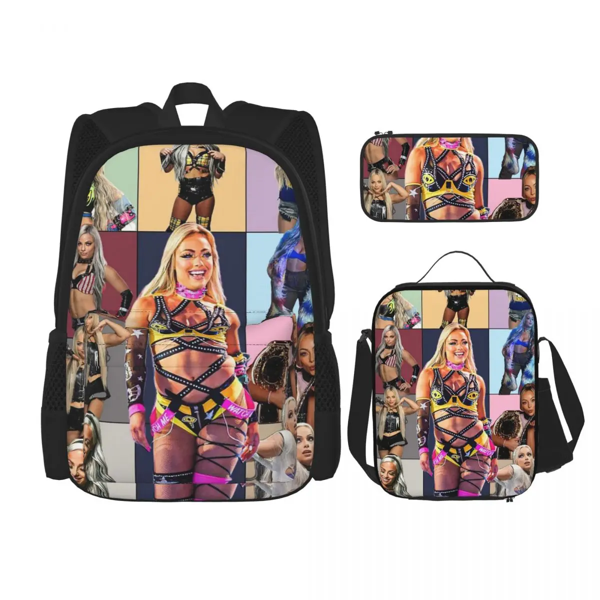 

Liv Morgan Backpacks Boys Girls Bookbag Children School Bags Kids Rucksack Lunch Bag Pen Bag Three-Piece Set